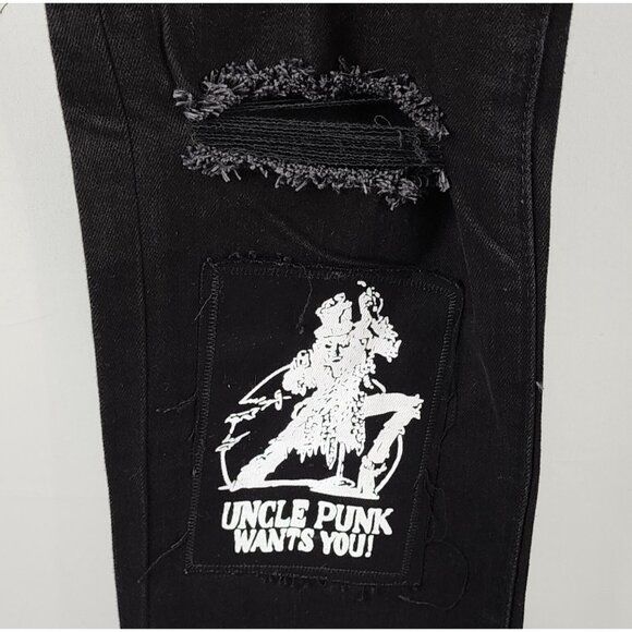 mnml Jeans Mens 40 Vintage Black New Order Corporate Rock Still Sucks Denim NWT - Picture 6 of 16